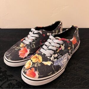 Vans Authentic Lo Pro Faded Black Hawaiian Tropical Floral Women’s Sneakers SZ 6
